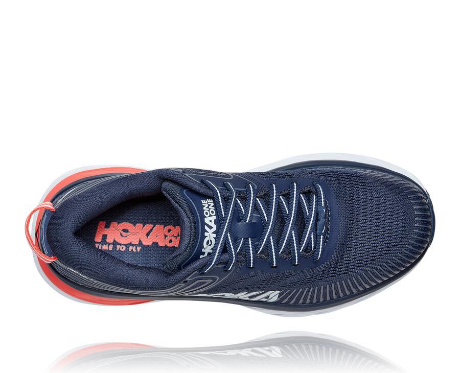 Tenis Hoka One One Mujer Azul Marino/Blancos - Bondi 7 - JART94508